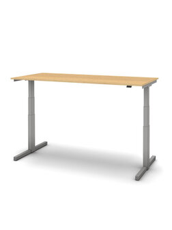 Sit/stand desk 160 x 80 cm frame in alu, Top oak