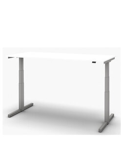 Sit/stand desk 140 x 80 cm frame in alu, Top white